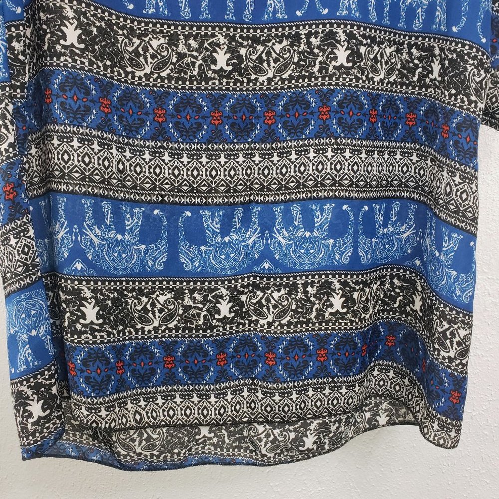 Wishful Park Women's Blue Long Sleeve Scoop Neck Large Top Tunic Shirt Blouse - Picture 5 of 12